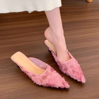 Floral Mesh Breathable Design Pointed Shoes